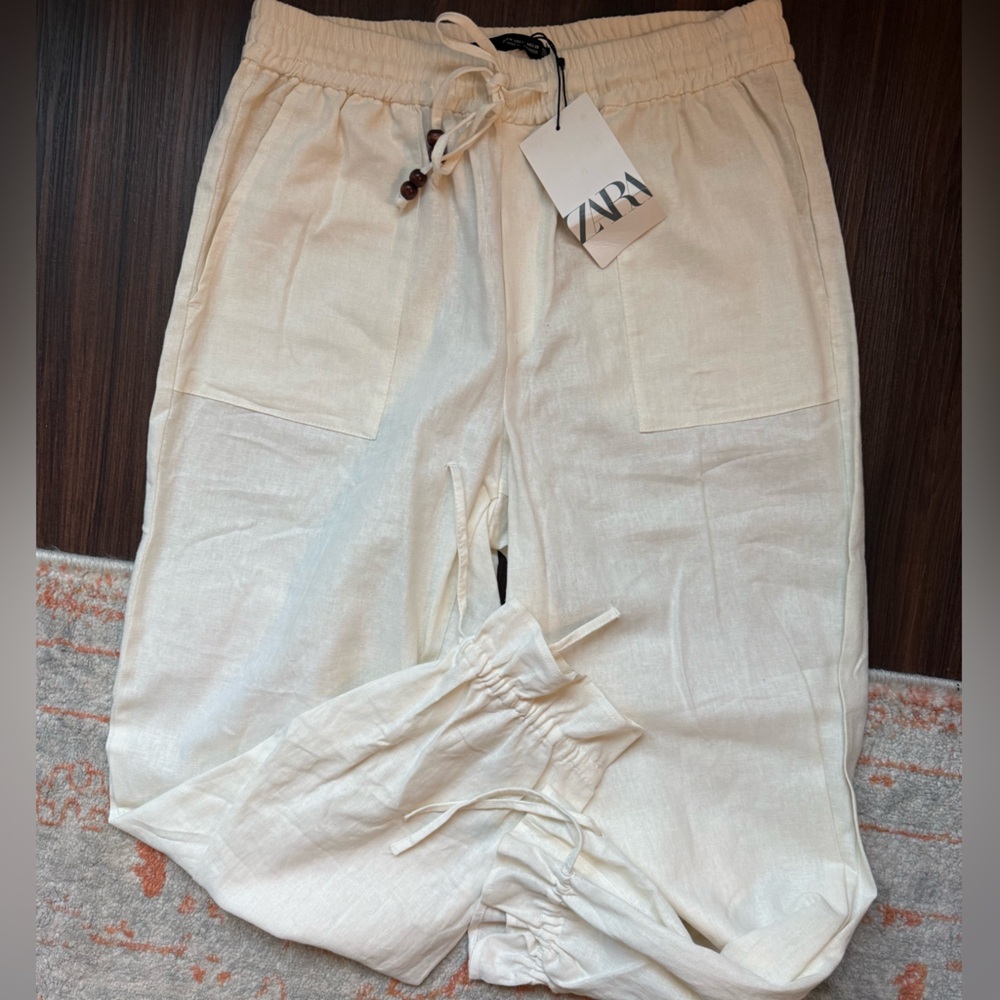 Zara Drawstring Linen Pants 🤍 - Picture 2 of 3
